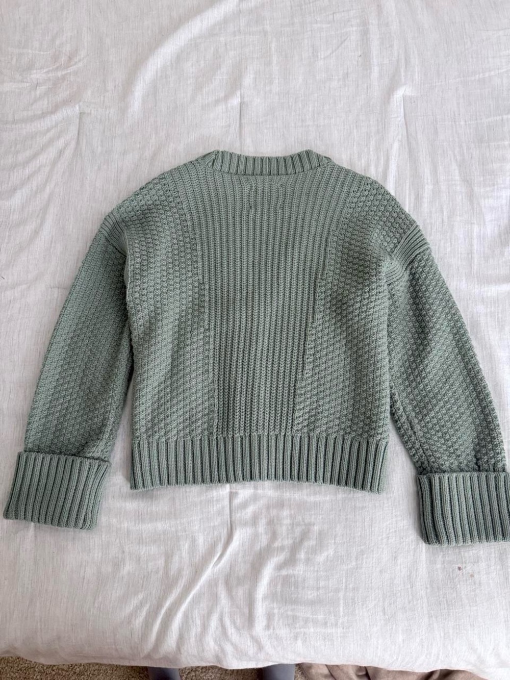 A&F Cotton Blend Seed Stitch Cardigan in Green - Medium - Picture 6 of 8